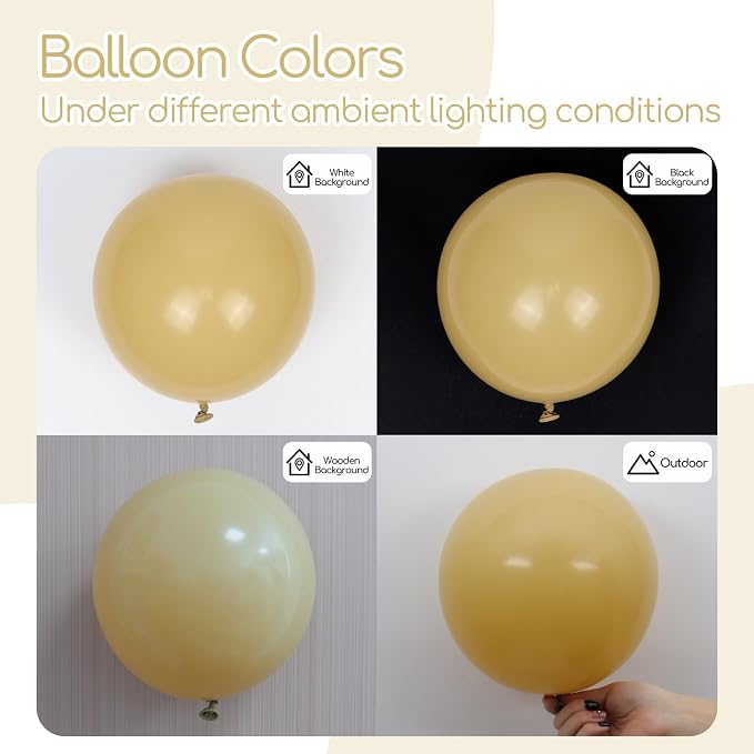 Tan Balloons 12 inch, Light Brown Latex 50pcs Party Balloons | Boho, Baby Shower - Image 3