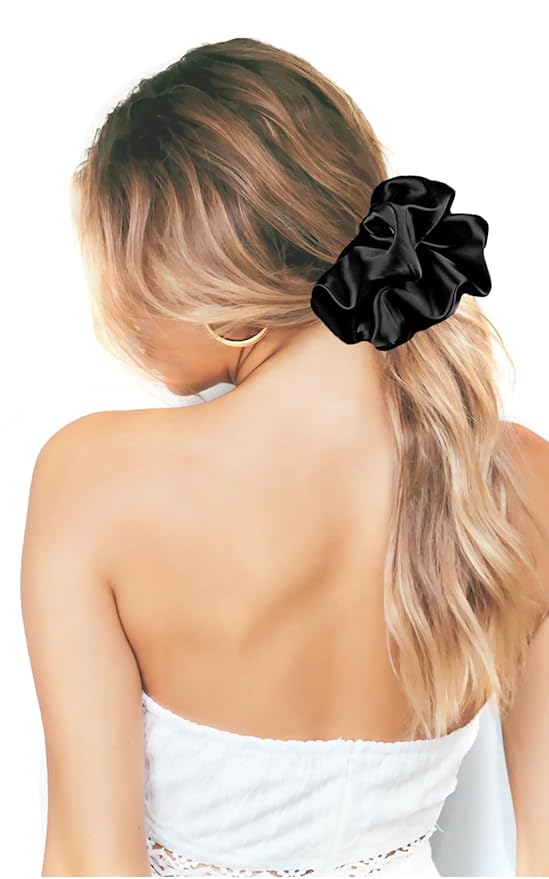 IVARYSS Big Scrunchies for Women Thick Hair, Premium Satin Softer than Silk, XL 6 Inch Extra Large Scrunchy Elastic Hair Bands Accessories, 6 Pack, Neutral