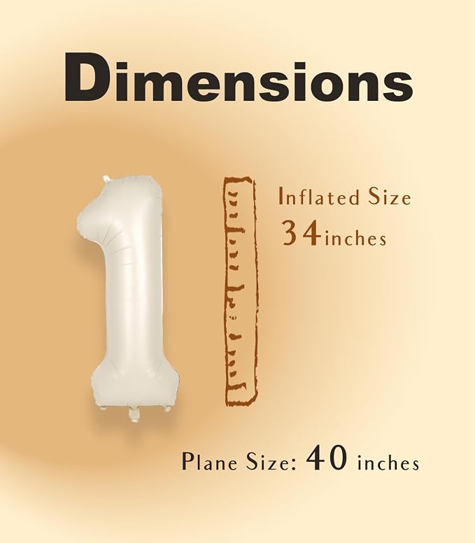 SUWEN 40 Inch Cream White Large 1 Balloon Numbers Big Foil Helium Number - Image 4
