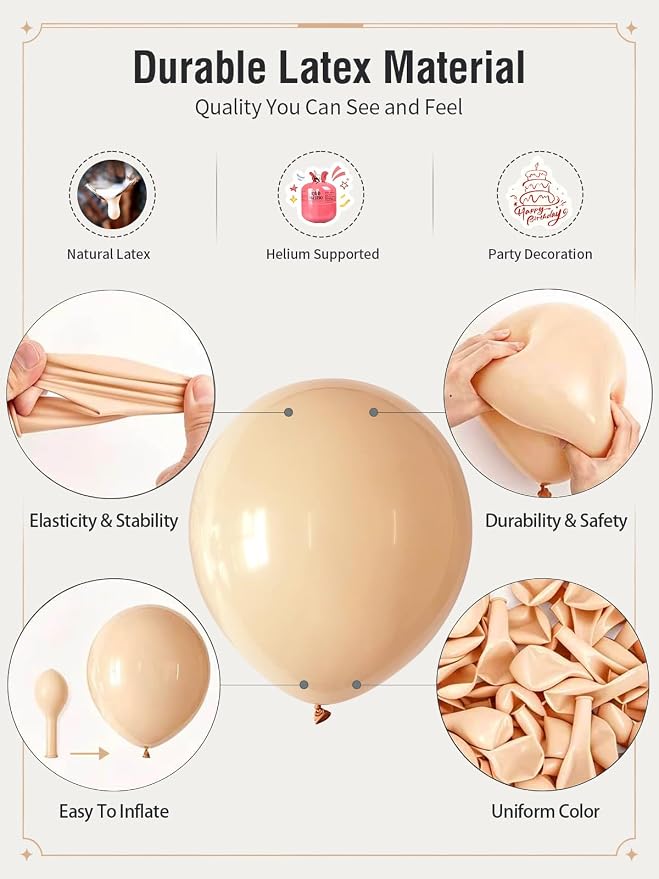 Beige Champagne Gold Balloons 60 Pcs 12 Inch Cream Tan Nude Neutral Latex - Image 5