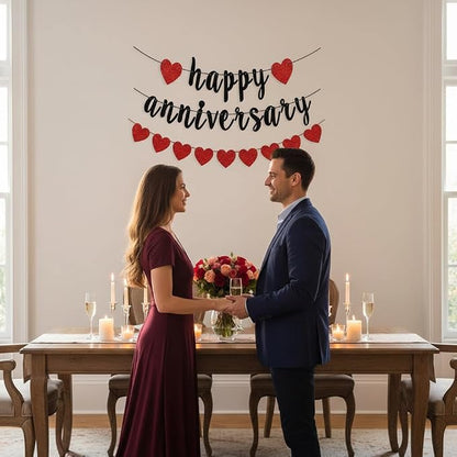 Happy Anniversary Banner, Glitter Paper and Cardstock, 6 ft Banner - Image 5
