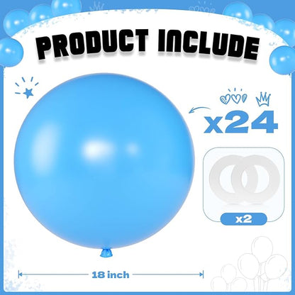 Light Blue Balloons 18 Inch 24 Pack Matte Helium Latex Round Balloons - Image 2