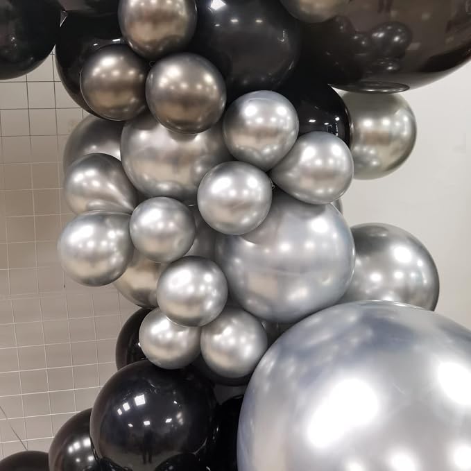Black and Silver Balloons Garland Arch Kit - Image 7