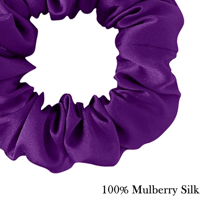 Silk Hair Scrunchie, 100% Mulberry Silk, No Damage for Frizz Prevention, Sleep Scrunchie, Hair Accessories for Women (Violet), 1 Count