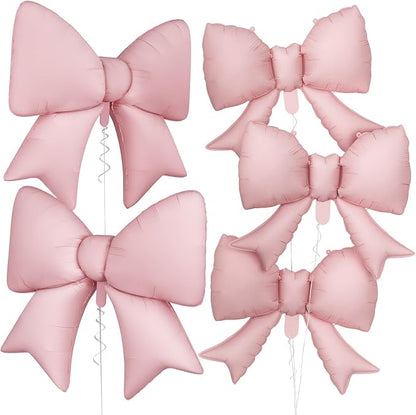 Pink Bow Foil Balloons 38in 21in Different Sizes Pink Bow Theme Coquette Party by Togvu
