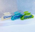 Personalized Hair Claw Clips with Rhinestones - Custom Cute Bridal Claw for Classy Occasions (Pearl White)
