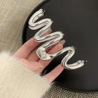Metal Snake Shape Hair Claw Clips - Silver Line Creative Fashionable Hair Accessories for Women with Thick Hair