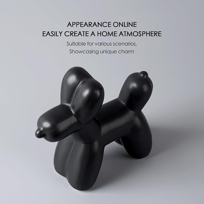 Notakia Cute Ceramics Black Balloon Dog Statue Crafts Living Room Desktop - Image 3