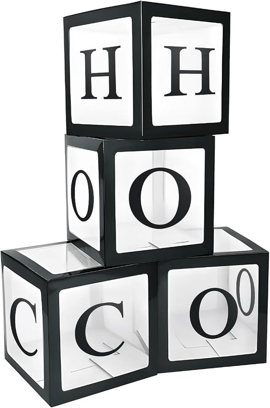 4 Pcs Hoco Boxes with Letters 11.8 x 11.8 x 11.8 Inch Clear Homecoming Balloon by Trandraft