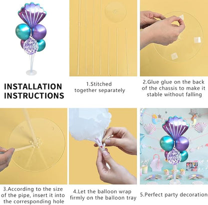 Mermaid Table Centerpiece Balloons Stand Kit 2 Sets - Image 3