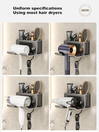 Hair Dryer Holder Wall Mounted,with Individually Removable Organizer Box, Aluminum Blow Dryer Holder for Bathroom, Salon Organizers & Storage(Gunmetal Grey),Weight Capacity 10 kg (22 lbs)
