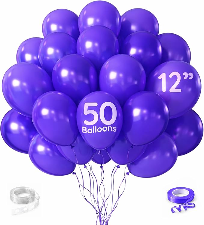 ZENO Purple Balloons 50pcs 12 Inch Helium Grade Latex Balloons by Unknown