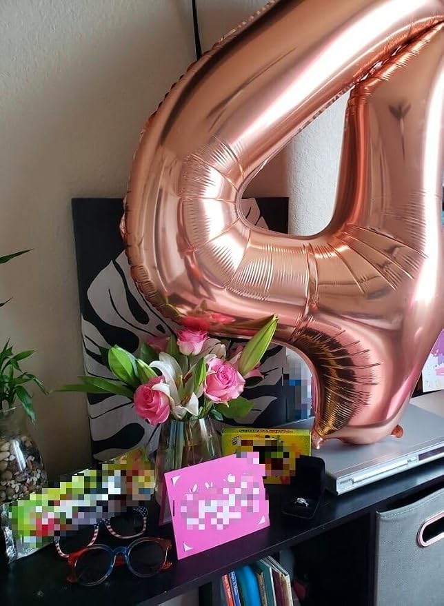 Rose Gold Number 4 Balloon 40 inch, Balloon numbers party supplies, deco photo - Image 5