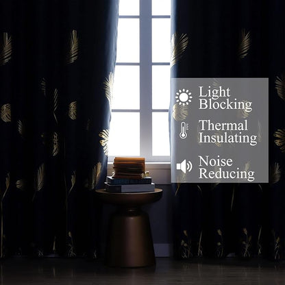 Navy Blue and Gold Blackout Curtains - Image 6