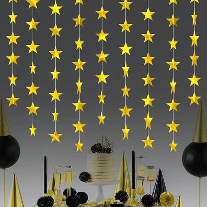 Gold Shining Star Hanging Garland Gold Hanging Sparkling Star Streamer Glitter by Eeatour