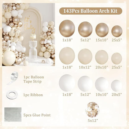 White Sand Champagne Gold Balloon Arch Kit - Image 6