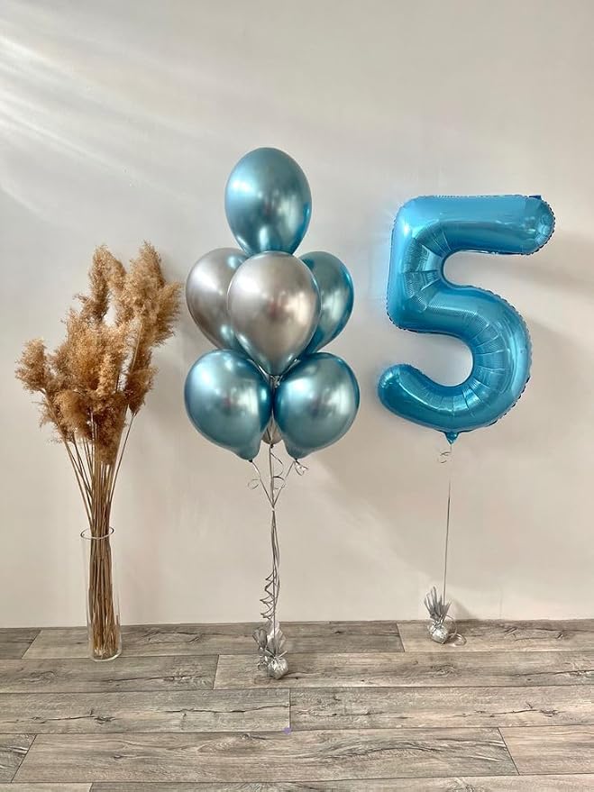 Number Balloons 5 Balloon Light Blue - Image 4