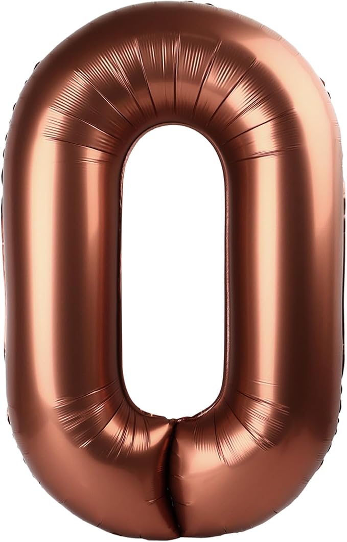 40 Inch Number 0 Balloon, Coffee Brown Birthday Decorations by Mluchee
