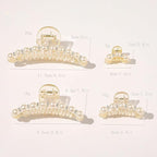 Hair Clips for Women & Girls, Strong Hold Non Slip Hair Barrettes, Elegant Pearl Crystal Rhinestone Hair Claw Clips, Party Wedding Hair Accessories Christmas Gift for Wife Thick Thin Hair (4 PCS)