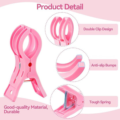 EMART 10 Pack Balloon Arch Clips Plastic Pink Large Towel Clips 3.5 Inch Heavy - Image 6