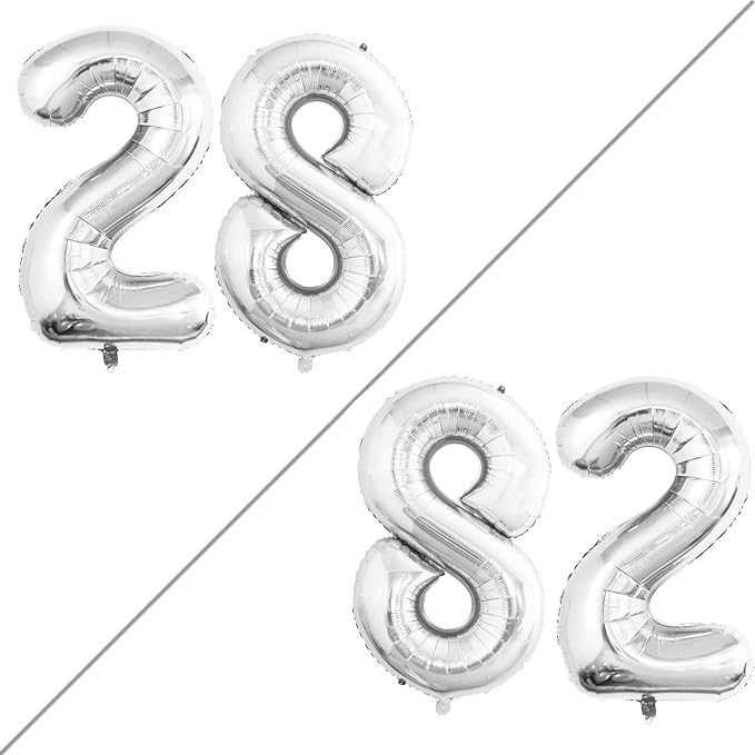 Number 28 Balloons for 28th Birthday Party Decorations, 42 Inch Jumbo Foil by GOER