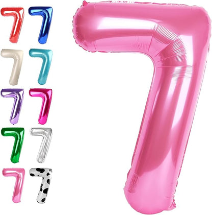Pink Number 7 Balloon 40 inch, Balloon numbers party supplies, deco photo shoot by Upgesy