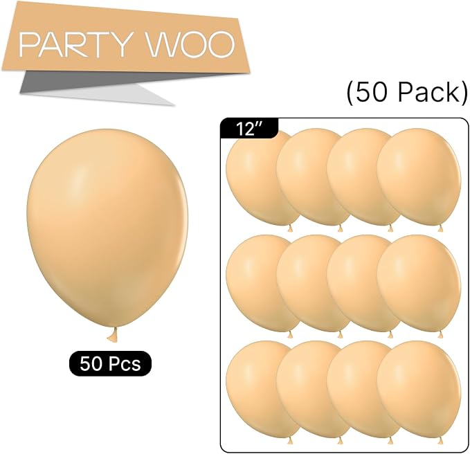 PartyWoo Nude Balloons 50pcs Apricot Fall Neutral Color 12 Inch | Balloons - Image 8