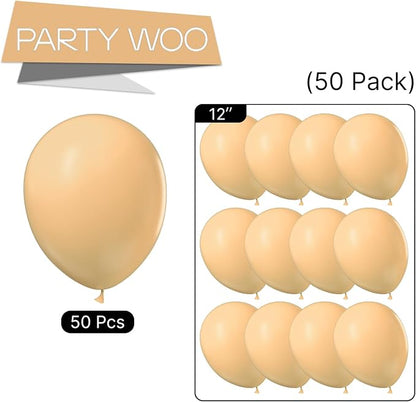 PartyWoo Nude Balloons 50pcs Apricot Fall Neutral Color 12 Inch | Balloons - Image 8