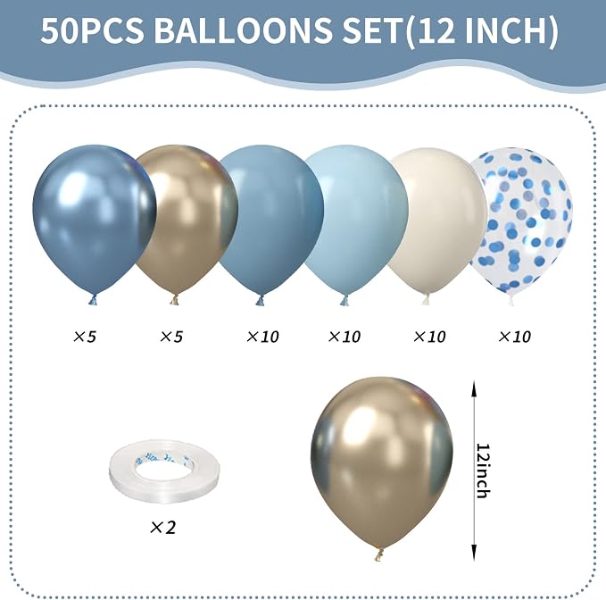 Dusty Baby Blue Balloons - Image 2