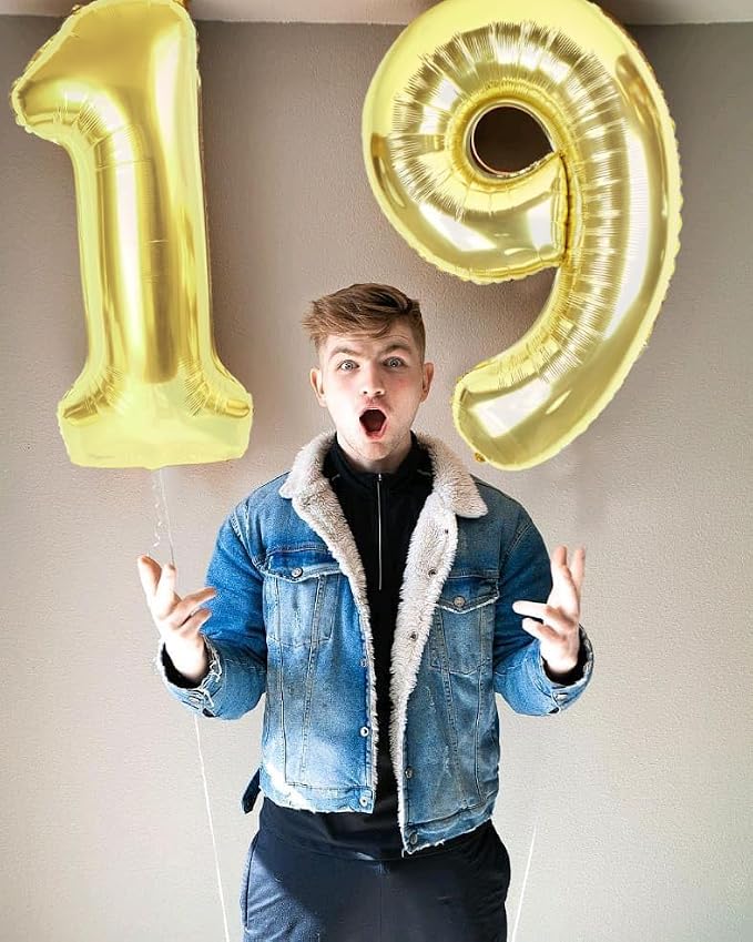 6 Balloon Number 40 Inch Light Gold Balloons - Image 4