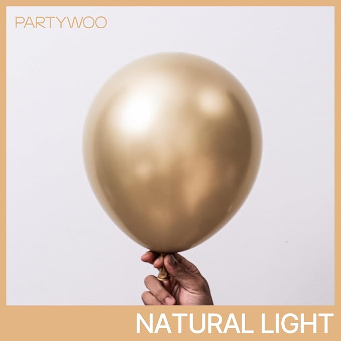 PartyWoo Metallic Gold Balloons 100pcs Chrome Gold Color 12 Inch | Balloons - Image 2