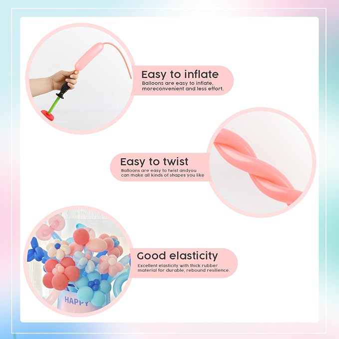260 Balloons - Pink Long Balloons - Image 6