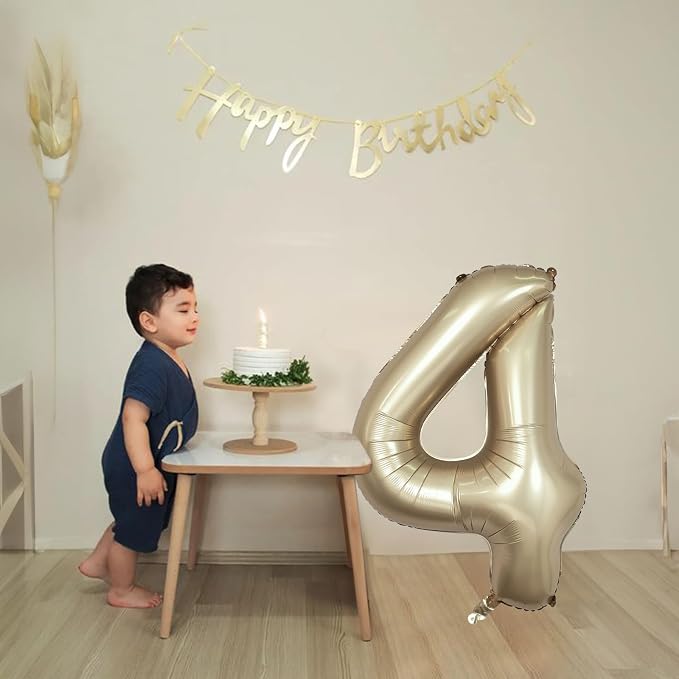 Metallic Gold Number 4 Balloons, 40 In Large Champagne Number 4 Mylar Foil - Image 3