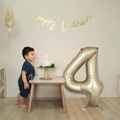 Metallic Gold Number 4 Balloons, 40 In Large Champagne Number 4 Mylar Foil - Image 3