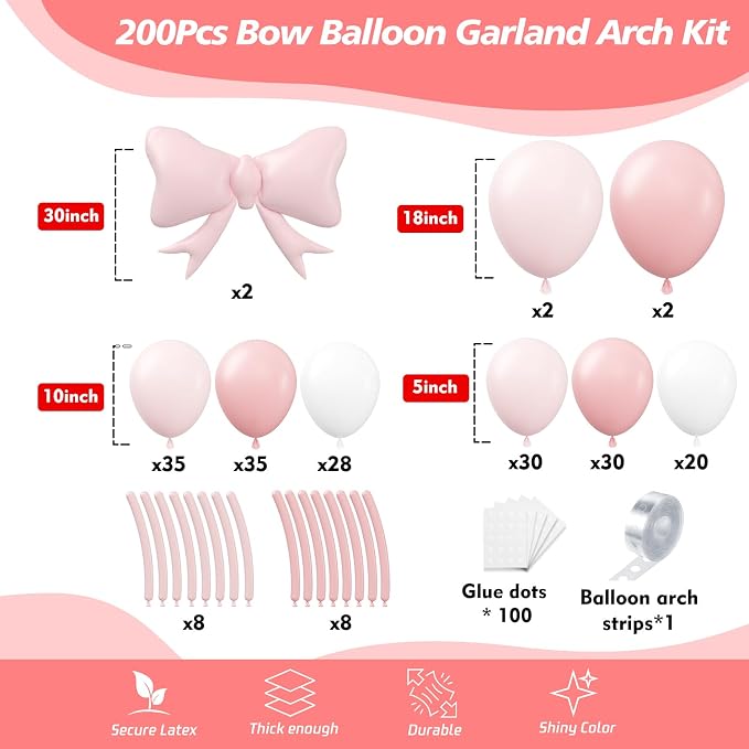 Pink Bow Balloon Garland Arch Kit - Image 2