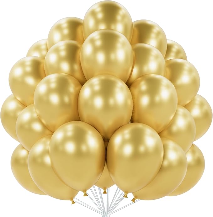 PartyWoo Metallic Gold Balloons 100pcs Chrome Gold Color 10 Inch | Balloons by PartyWoo
