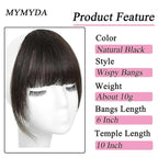 Clip in Bangs Natural Brown Black Color 100% Real Human Hair Wispy Clip on Bangs Extensions Fringe with Temples Hairpieces for Women