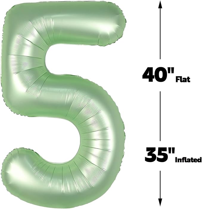 Oliver Green Number 5 Balloon 40 inch, Birthday Party Balloons Decorations | - Image 3