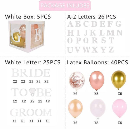 96 PC Bridal Shower Decorations Balloon Boxes White- Transparent Block - Image 3