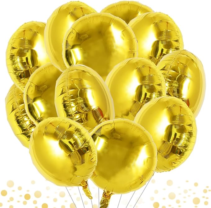 TONIFUL 30Pcs 18 Inch Large Gold Round Shape Foil Balloons Big Gold Circle by TONIFUL