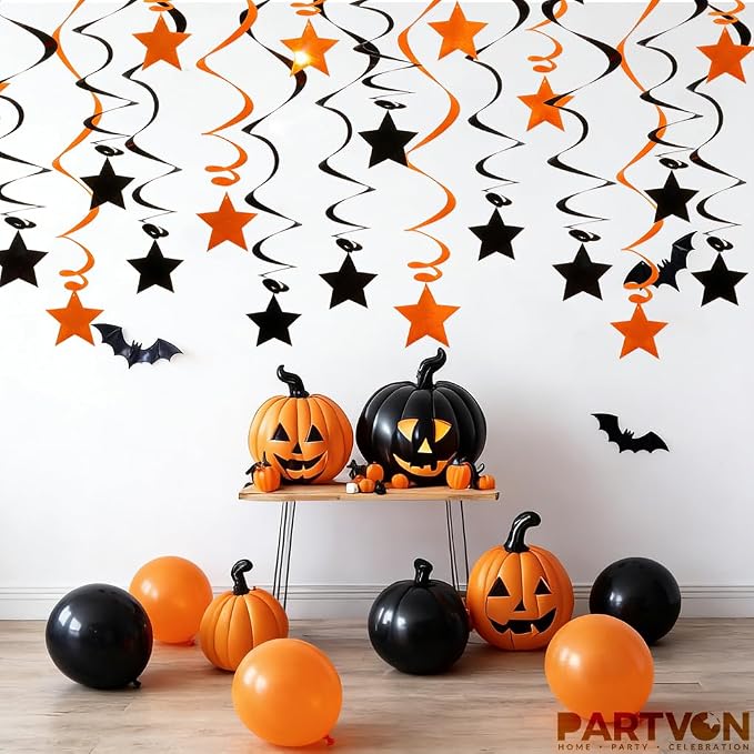 Orange Black Hanging Swirl Decorations - Image 6