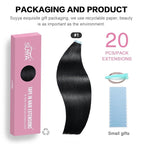 SUYYA Tape in Hair Extensions Human Hair Jet Black 100% Real Human Hair 12 inches 20pcs 40g/pack Straight Seamless Skin Weft Tape in Hair Extensions(12 inches #1 Jet black)