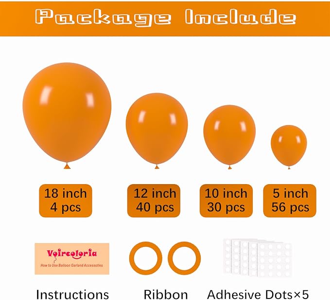 Voircoloria 130pcs Burnt Orange Balloons Garland Arch Kit, 18 12 10 5 Inch | - Image 2
