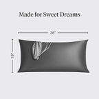 Kitsch Satin Pillowcase with Zipper for Hair & Skin, Softer Than Silk Pillow Cases King, Wrinkle-Free, Smooth and Cooling Satin Pillow Covers, King Size 19"x36" - Charcoal
