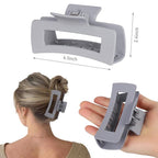 4.1 Inch Large Hair Clips 8 Pcs Square Claw Clips for Thick Hair Big Hair Claw Clips Acrylic Banana Jaw Clips Hair Accessories for Women and Girls -Grey Brown