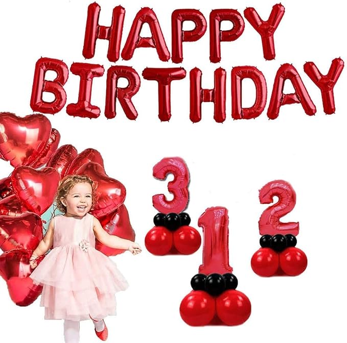 TONIFUL Red Happy Birthday Balloons Banner Decorations - Image 6