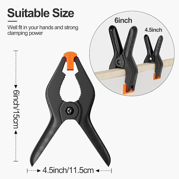EMART 6 Pack Heavy Duty Spring Clamps, 6 inch Plastic Photo Booth Backdrop - Image 2
