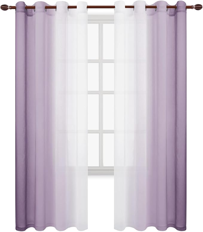 DWCN Faux Linen Ombre Sheer Curtains - Image 8