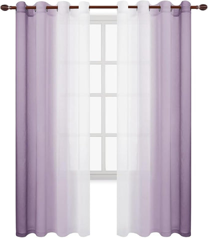 DWCN Faux Linen Ombre Sheer Curtains - Image 8