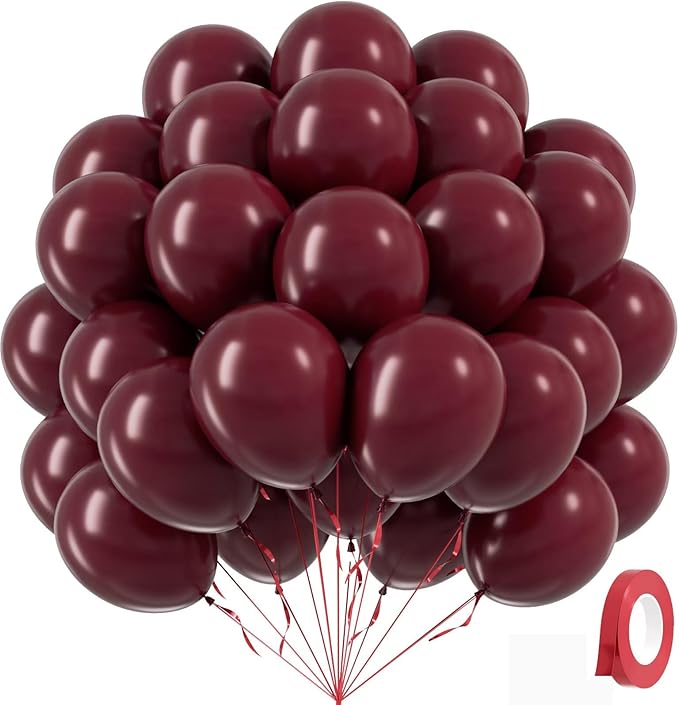 Burgundy Balloons 12 inch, Maroon Balloons 50pcs Party Balloons by Awenztech